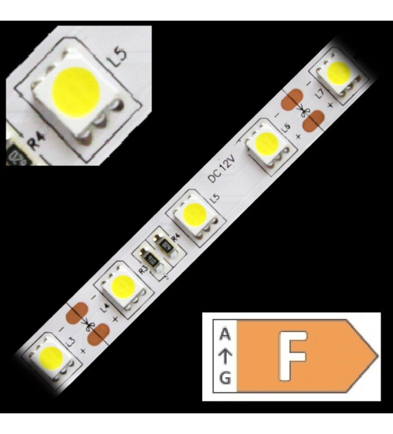 Taśma LED TL-5050CW60-122050 biala zimna zwykła 12V 14,4W/m IP20 50m/r  10PCBD 01-090