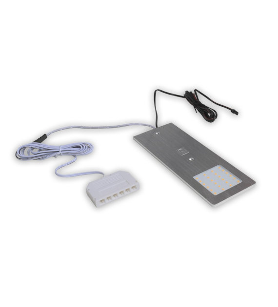 Lampa LED LPLW-3-NW-SZ KROS-W-SZ  z wyłącznikiem 12VDC, 5W biała neutralna/szlif/P-WJSTM-CZ-200 /P-GJSTM-15-CZ z osobnym rozdzielaczem ROZ-6xJSTM-BI z P-WJSTM-185-CZ + naklejka.wkręty, pudełko
