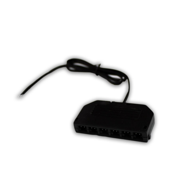 Rozdzielacz ROZ-JSTM6xPŁ-P-15 płaski z przewodem 15cm, czarny