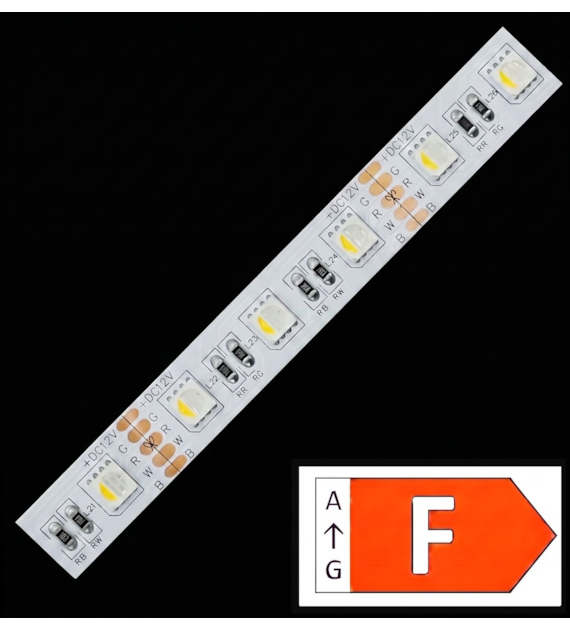 Taśma LED TL-5050RGBCW60-4in1-122005 wielokolorowa +biała zimna zwykła 12V IP20 5m/r  10PCBD 5pin 19,2W/m