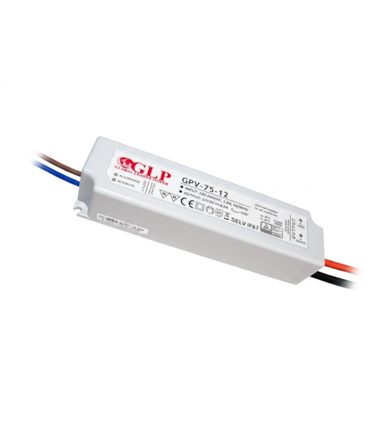 Zasilacz wodoodporny  ZN-GPV-75-12 72W 12VDC 6A IP67 3lata gwarancji 07-025