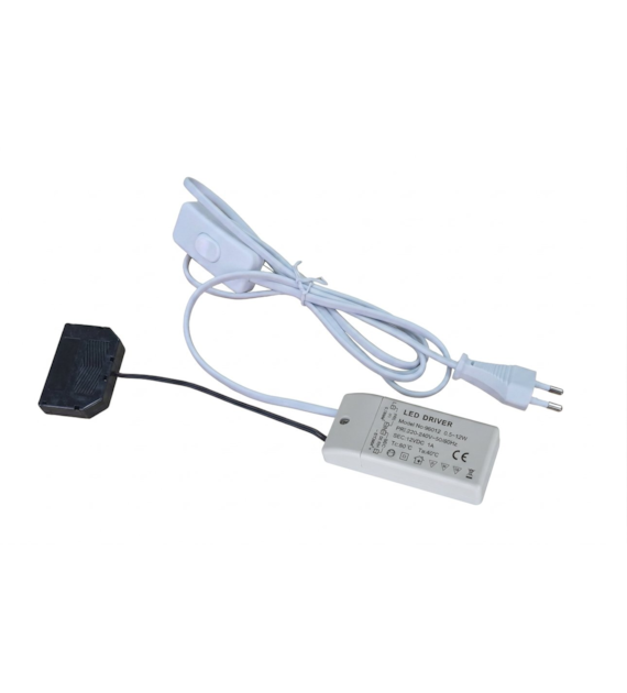 Zasilacz driver ZNDR-12-WP1-ROZ6X 12W 12VDC 1A z przewodem sieciowym z wyłącznikiem WP1 i rozdzielaczem płaskim miniAMP 6x
