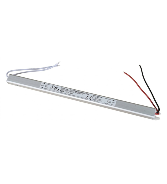Zasilacz napięciowy  ZN-ECLS-60-12-5 60W 12VDC 5A  290x17x18mm 07-412