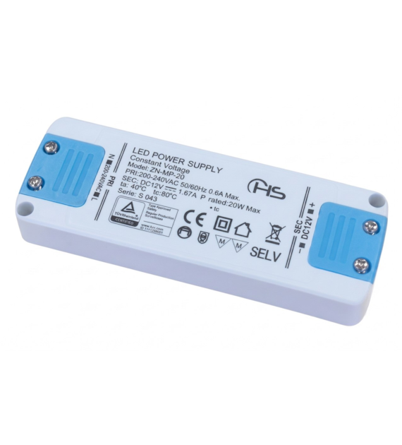 Zasilacz meblowy płaski ZN-MP-20-12 20W 12VDC 1,67A 07-423