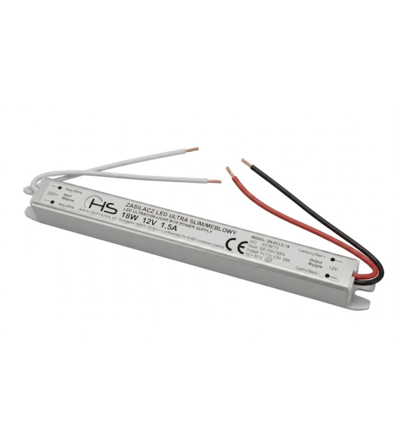Zasilacz napięciowy  ZN-ECLS-18-12-2 18W 12VDC 1,5A  170x18x17mm 07-430
