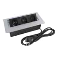 Port FLEXI1-GN3x230-AL z przewodem 3 gniazda 230VAC 10A, alu, przewód sieciowy 2m z wtyczką 11-018