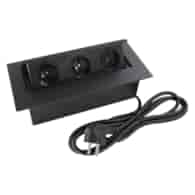 Port FLEXI1-GN3x230-CZ z przewodem 3 gniazda 230VAC, czarny, przewód sieciowy 2m z wtyczką