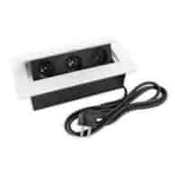 Port FLEXI1-GN3x230-BI z przewodem 3 gniazda 230VAC 10A, biały, przewód sieciowy 2m z wtyczką 11-020