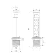 Port SLIM-3x230-CZ-PR 10503 z przewodem 3 gniazda 230VAC 16A, czarny, przewód sieciowy 2m z wtyczką