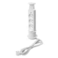 Port SLIM-3x230-BI-PR 10503 z przewodem 3 gniazda 230VAC 16A, biały, przewód sieciowy 2m z wtyczką