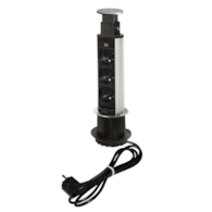 Port SLIM-3x230-SN-PR 10503 z  przewodem 3 gniazda 230VAC 16A, inox (szlif), przewód sieciowy 2m z wtyczką