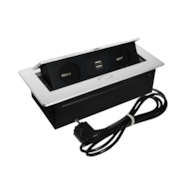 Port OVAL1-2GN230-2USBC-AL z przewodem 2x230VAC 10A,2xUSB 5V 2,1A  alu charger, przewód sieciowy 2m z wtyczką
