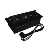 Port OVAL1-2GN230-2USBC-CZ z przewodem 2x230VAC 10A,2xUSB 5V charger  2,1A  czarny, przewód sieciowy 2m z wtyczką