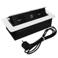 Port OVAL1-2GN230-2USBC-BI z przewodem 2x230VAC 10A,2xUSB 5V 2,1A charger, biały, przewód sieciowy 2m z wtyczką