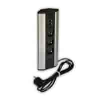 Port CORNER-USB-3x230-2xUSBC-ALP PR 4603 3 gniazda 230VAC 16A, 2 gniazda USB 5VDC  z ładowarką, alu, przewód sieciowy 2m z wtyczką