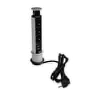 Port SLIM-3x230-2UC-AL-PRZ 10503-2UC 3 gniazda 230VAC 16A, 2 gniazda USB charger 5VDC, 2,1A, alu, przewód sieciowy 2m z wtyczką