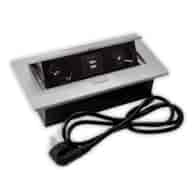 Port FLEXI2-2GN230-2USBCH-ALP przewód 2x230VAC, 2xUSB charger, alu, przewód sieciowy 2m z wtyczką