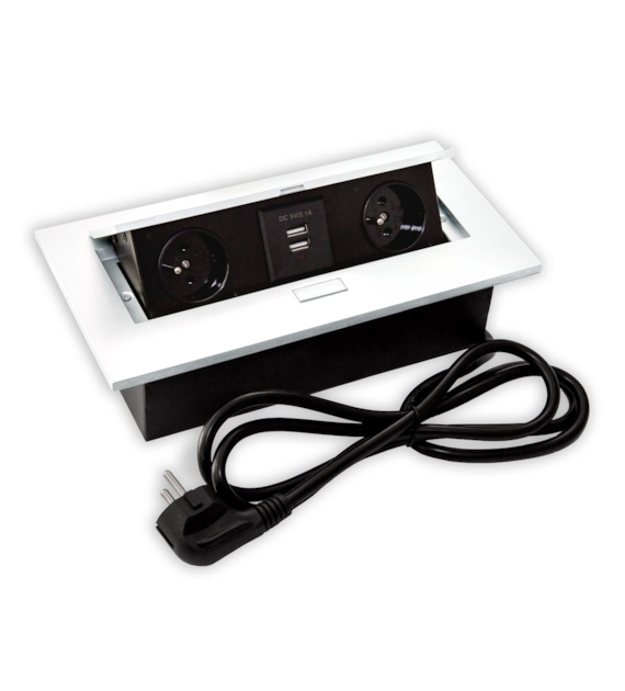 Port FLEXI2-2GN230-2USBCH-BIP przewód 2x230VAC, 2xUSB charger, biały, przewód sieciowy 2m z wtyczką