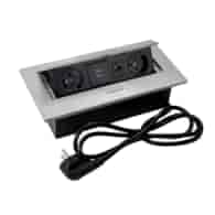 Port FLEXI2-GN230-2USBCH-RJ45-AL przewód 2x230VAC, 2xUSB charger, RJ45, alu, przewód sieciowy 2m z wtyczką