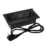 Port FLEXI2-GN230-2USBCH-RJ45-CZ przewód 2x230VAC ,2xUSB charger,RJ45, czarny, przewód sieciowy 2m z wtyczką