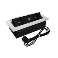 Port OVAL2-2GN230-2USB-A/C-AL z przewodem 2x230VAC 10A,2xUSB-A/C 5V 2,1A  alu charger, przewód sieciowy 2m z wtyczką