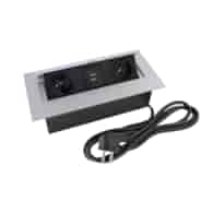 Port FLEXI1-GN230-2USBC-AL z przew. 2x230VAC 16A,2xUSBcharger,alu, przewód sieciowy 2m z wtyczką