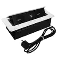 Port OVAL2-2GN230-2USB-A-BI z przewodem 2x230VAC 10A,2xUSB-A 5V 2,1A  biały charger, przewód sieciowy 2m z wtyczką