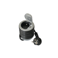 PORT-RING2-ALU-1x230V/1xUSB charger Port RING 1XUSB/ 1x230V alu z przewodem zasilającym 230V  2m
