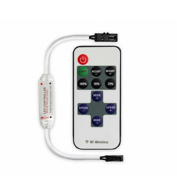Ściemniacz LED SC-3-RF-JSTM (miniAMP) 12VDC 72W  6A z pilotem radiowym i przewodami z wtyczką i gniazdem JSTM