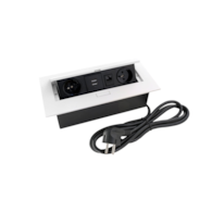 Port FLEXI1-GN230-2USB-A-RJ45-BI przewód 2x230VAC 10A,2xUSB-A charger,1xRJ45  biały, przewód sieciowy 2m z wtyczką