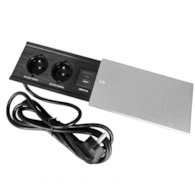 Port MODUŁ3-2x230-USB-AL-P z przewodem 2 gniazda 230VAC, USB-A+C charger 5VDC, alu, przewód sieciowy 1,8m z wtyczką