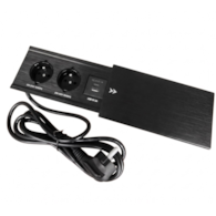 Port MODUŁ3-2x230-USB-CZ-P czarny 2 gniazda 230VAC, USB-A+C charger, czarny, przewód sieciowy 2m z wtyczką