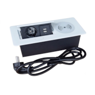 Port AVILIO-1xGN230-2xUSB-A-1xIND-BI biały, 1gniazdo 230VAC 10A,, 2gniazda USB-A,  1ładowarka indukcyjna ,  5V charger  2,1A   przewód sieciowy 2m z wtyczką