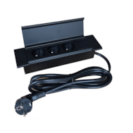 Port COVER-3x230-CZ-P czarny 3 gniazda 230VAC 16A, max 3600W, przewód sieciowy 2m 3x1,5mm2 z wtyczką