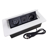 Port OVAL3-USB-BI GN2x230/1xUSB-A/1xUSB-C 16A, biały, przewód sieciowy 1,5m z wtyczką