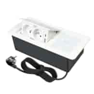 Port AVILIO2-2xGN230-2xUSB-A/C-1xŁB-BI biały, 2x gniazda 230VAC 16A, 1x gniazda USB-A,USB-C,  1x ładowarka bezprzewodowa,  5V charger  3A   przewód sieciowy 1,7m z wtyczką